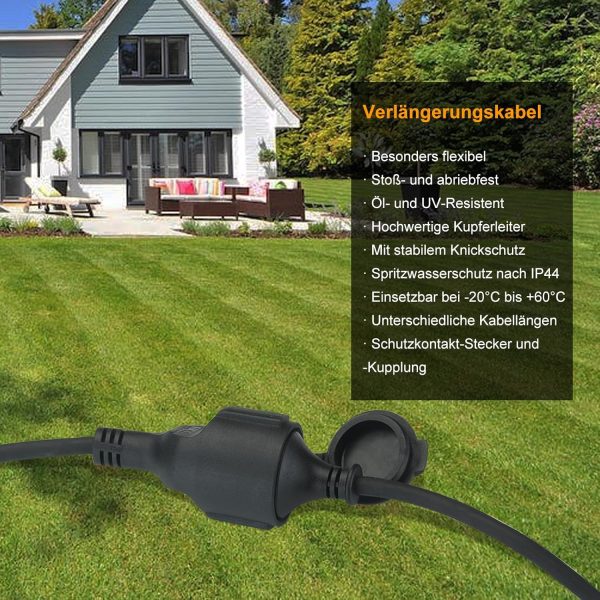 LIPWEL EU Standard IP44 Outdoor Extension Cord – Heavy-Duty Copper Wire Power Cable for Europe (Industrial Grade) - 图片 8