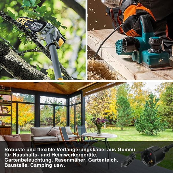 LIPWEL EU Standard IP44 Outdoor Extension Cord – Heavy-Duty Copper Wire Power Cable for Europe (Industrial Grade) - 图片 11