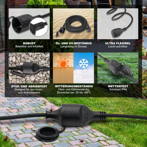 High Quality PVC/Rubber indoor Outdoor Extension Cable Maximum load 250 V/16 A max Current  Extension Cord - 图片 6