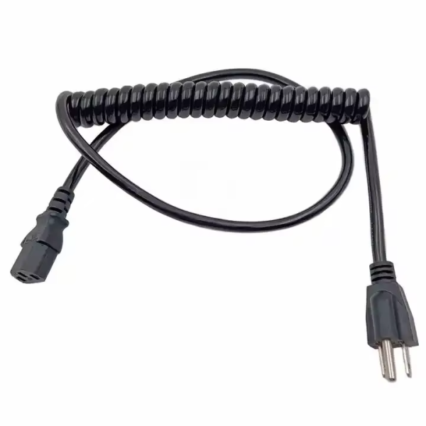 Nema 5-15p To C13 Coiled Extension Cords Curly Flex Cables Coilable Multicore Control Cable - 图片 5
