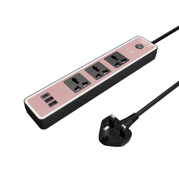 Universal Power Strip with USB C 6.5ft Long Power Cord 3 Outlets Power Strips with Surge Protection(3 USB-A & 1 USB-C)