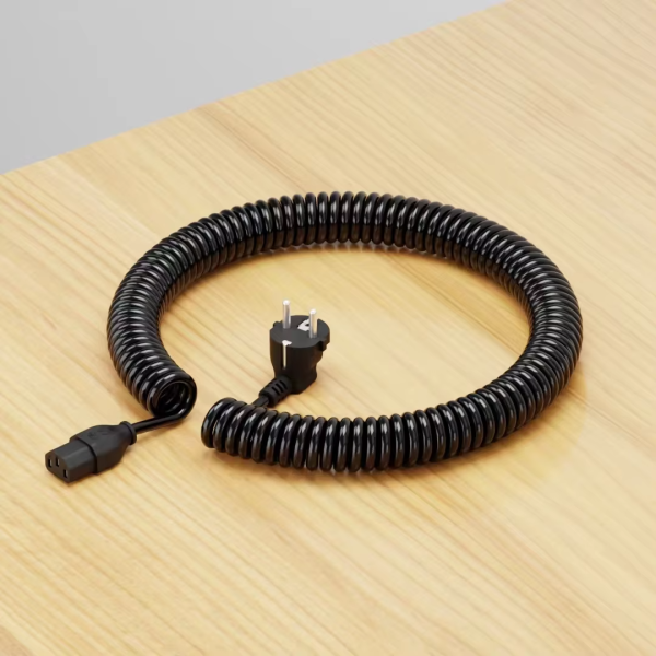 Iec C13 Coil Cord Cables Coiled Spiral Power Cable Extension Spring Cables With Eu Uk Plug