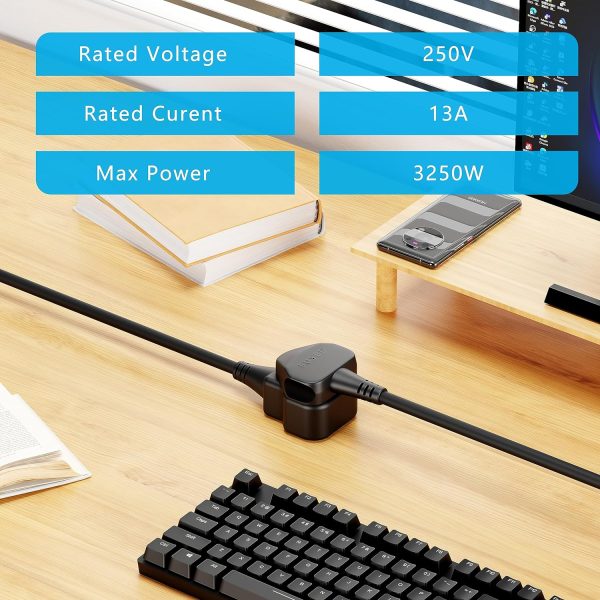Heavy Duty Extension Lead Outdoor Extension Cord Long Power Strip Black Cable Single Plug Socket 13 Amp For Garden - 图片 7