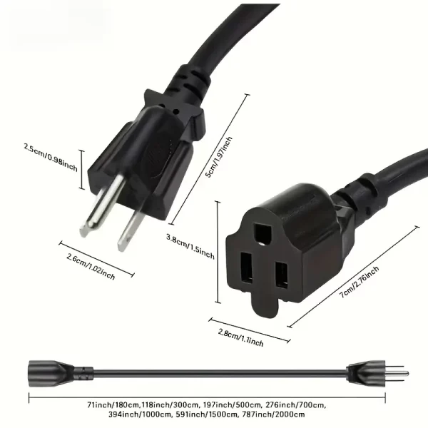 12 Gauge Outdoor Extension Cord 12/3 Sjtw Heavy Duty 3 Prong Ac Male Nema Female Copper 125v Etl Certified - 图片 7