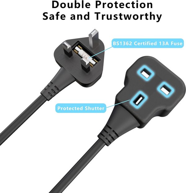 Heavy Duty Extension Lead Outdoor Extension Cord Long Power Strip Black Cable Single Plug Socket 13 Amp For Garden - 图片 8