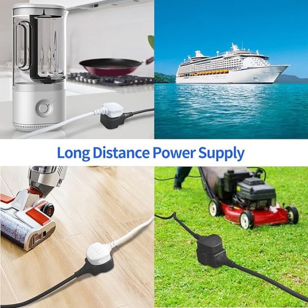Heavy Duty Extension Lead Outdoor Extension Cord Long Power Strip Black Cable Single Plug Socket 13 Amp For Garden - 图片 9