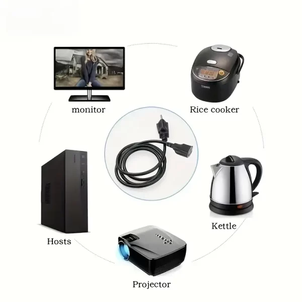 Sjt Cable Long Sjtw Cord Black 3 Prong Extension Cords Extension Cable Extension Lead Socket Great For Garden And Home - 图片 4
