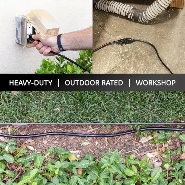 Sjt Cable Long Sjtw Cord Black 3 Prong Extension Cords Extension Cable Extension Lead Socket Great For Garden And Home - 图片 3