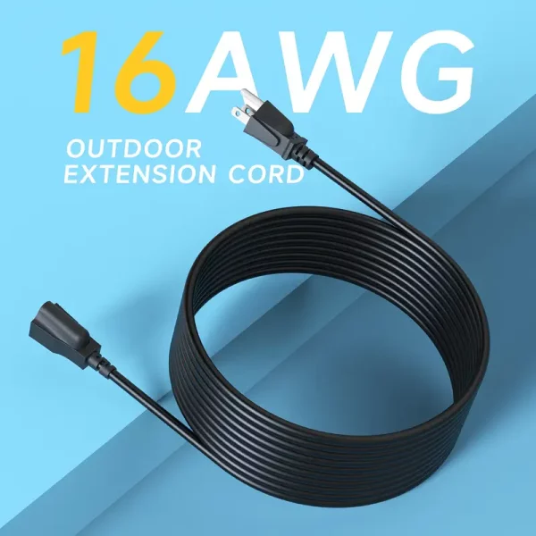 Sjt Cable Long Sjtw Cord Black 3 Prong Extension Cords Extension Cable Extension Lead Socket Great For Garden And Home - 图片 2