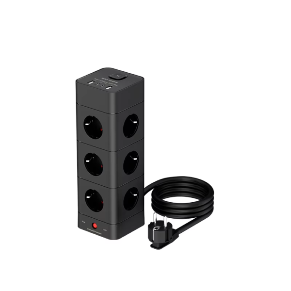 Factory price12 way power strip 4 usb tower socket 20w wireless charging EU power strip - 图片 2