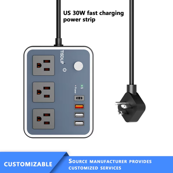 Factory Wholesale Usa Power Strip surge protector 4USB 3 outlet power strip - 图片 2