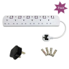 higher quality 6 Ways UK Extension Lead Cable Reel 6 FT Surge Protector Power Strip antifall power socket - 图片 2