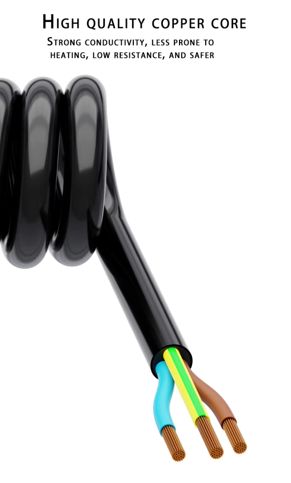 Iec C13 Coil Cord Cables Coiled Spiral Power Cable Extension Spring Cables With Eu Uk Plug - 图片 2