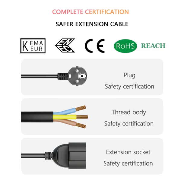 High Quality PVC/Rubber indoor Outdoor Extension Cable Maximum load 250 V/16 A max Current  Extension Cord - 图片 2