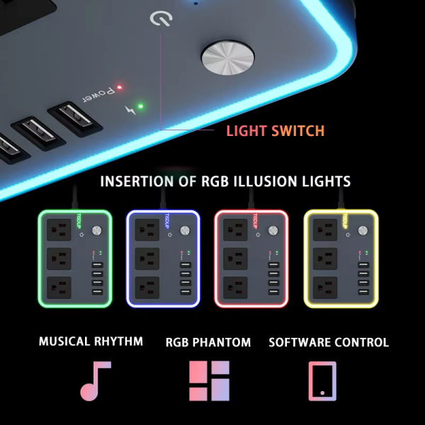 Factory Wholesale Usa Power Strip surge protector 4USB 3 outlet power strip - 图片 3
