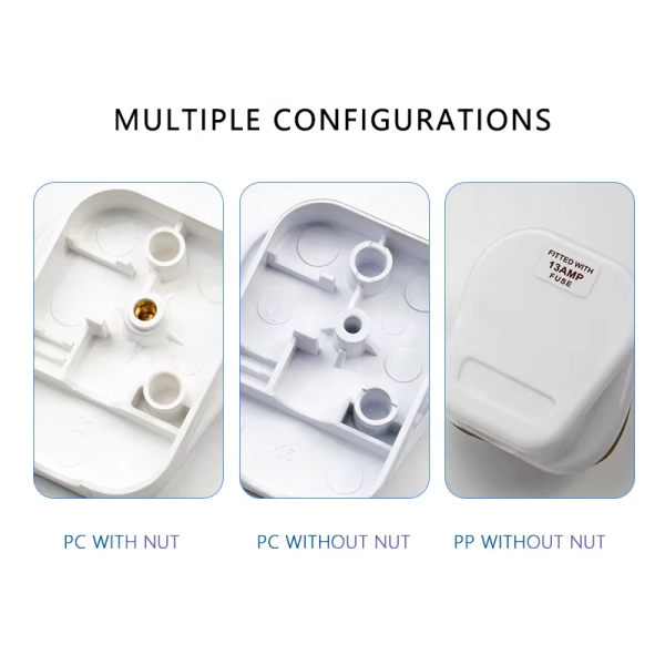 BS 1363 UK 3-Pin Plug - 13A British Standard Plug Top for Assembly and Wiring (Black, White, Grey) - 图片 4