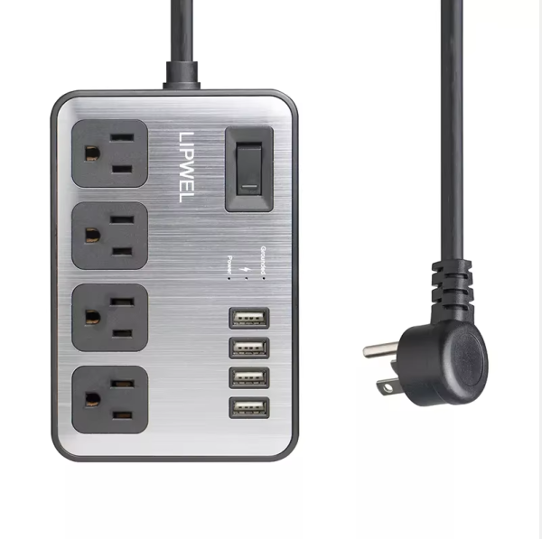 Good quality US Standard Outdoor Surge Protection Sockets Power Strip 4 USB ports Extension Socket - 图片 4