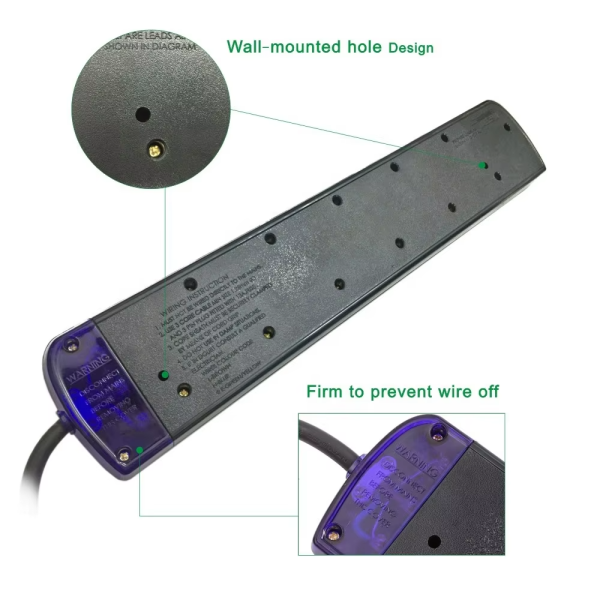 higher quality 6 Ways UK Extension Lead Cable Reel 6 FT Surge Protector Power Strip antifall power socket - 图片 4