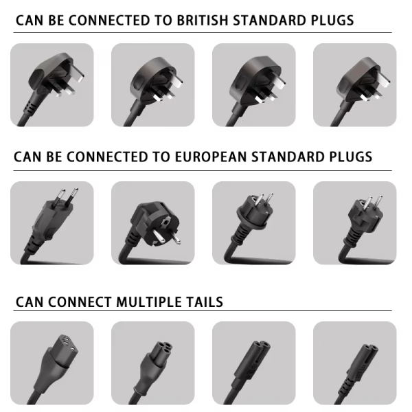 Iec C13 Coil Cord Cables Coiled Spiral Power Cable Extension Spring Cables With Eu Uk Plug - 图片 5