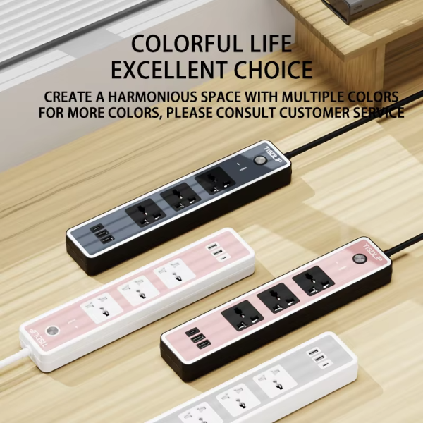 Universal Power Strip with USB C 6.5ft Long Power Cord 3 Outlets Power Strips with Surge Protection(3 USB-A & 1 USB-C) - 图片 6