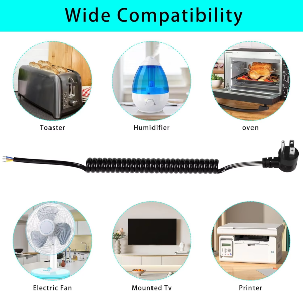 Nema 5-15p To C13 Coiled Extension Cords Curly Flex Cables Coilable Multicore Control Cable - 图片 6