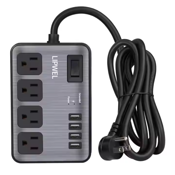 Good quality US Standard Outdoor Surge Protection Sockets Power Strip 4 USB ports Extension Socket