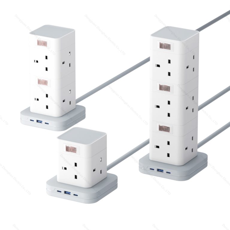 2-Layer UK Plug Tower Extension Socket