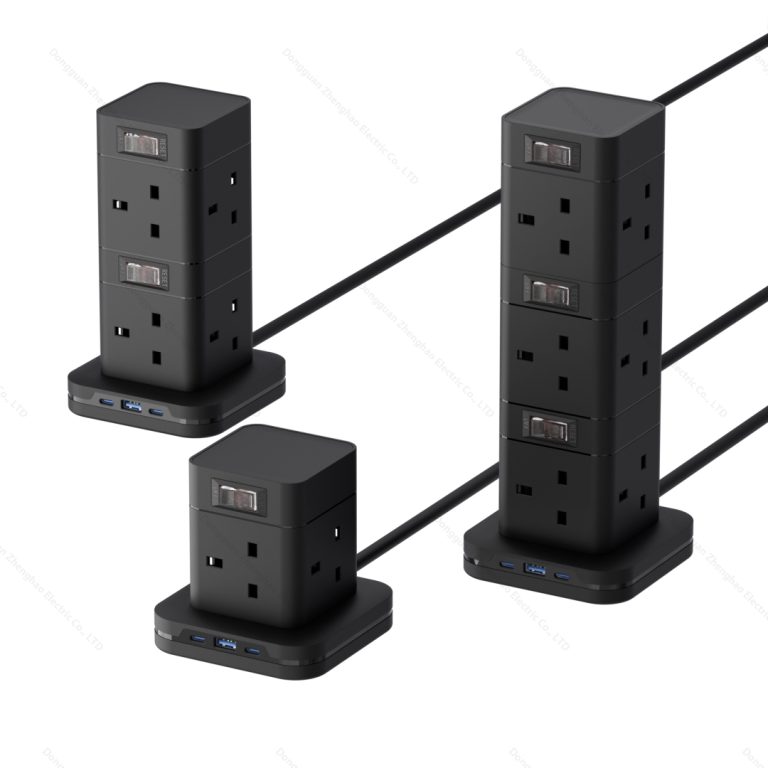 2-Layer UK Plug Tower Extension Socket